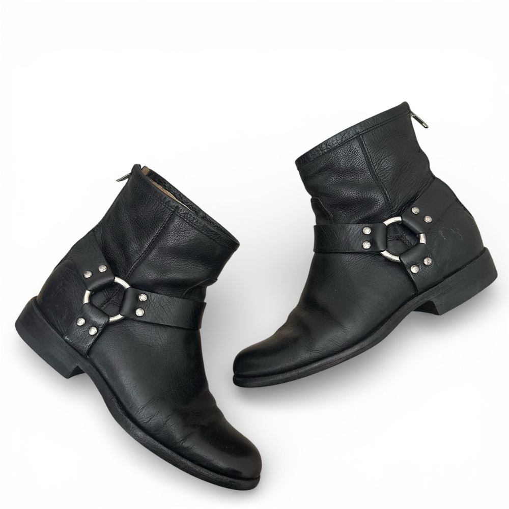 Frye Phillip Harness Short Black Boots